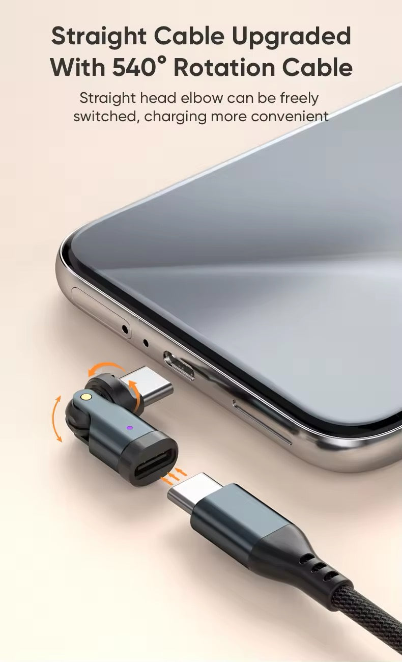 AUFU 240W OTG Type C Adapter USB Type C Male to Type C Female - 540° degree rotation