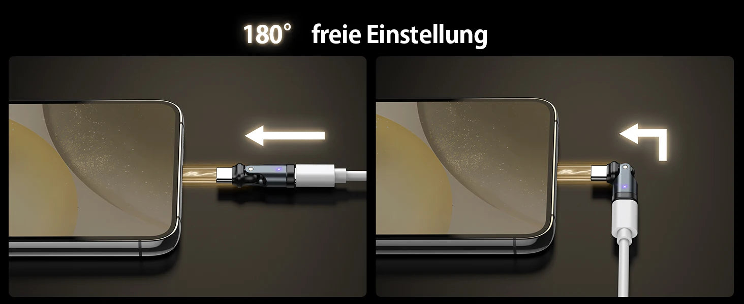 AUFU 240W OTG Type C Adapter USB Type C Male to Type C Female - 180° degree rotation