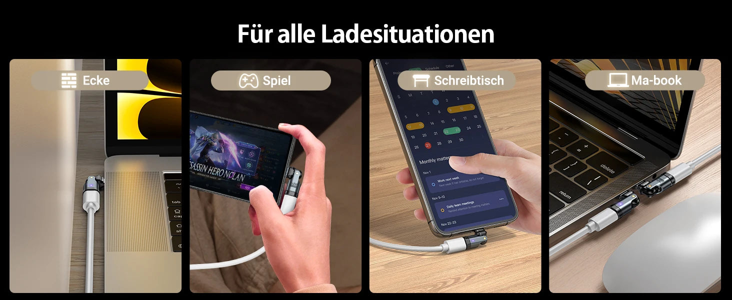 AUFU 240W OTG Type C Adapter USB Type C Male to Type C Female - 180° degree rotation