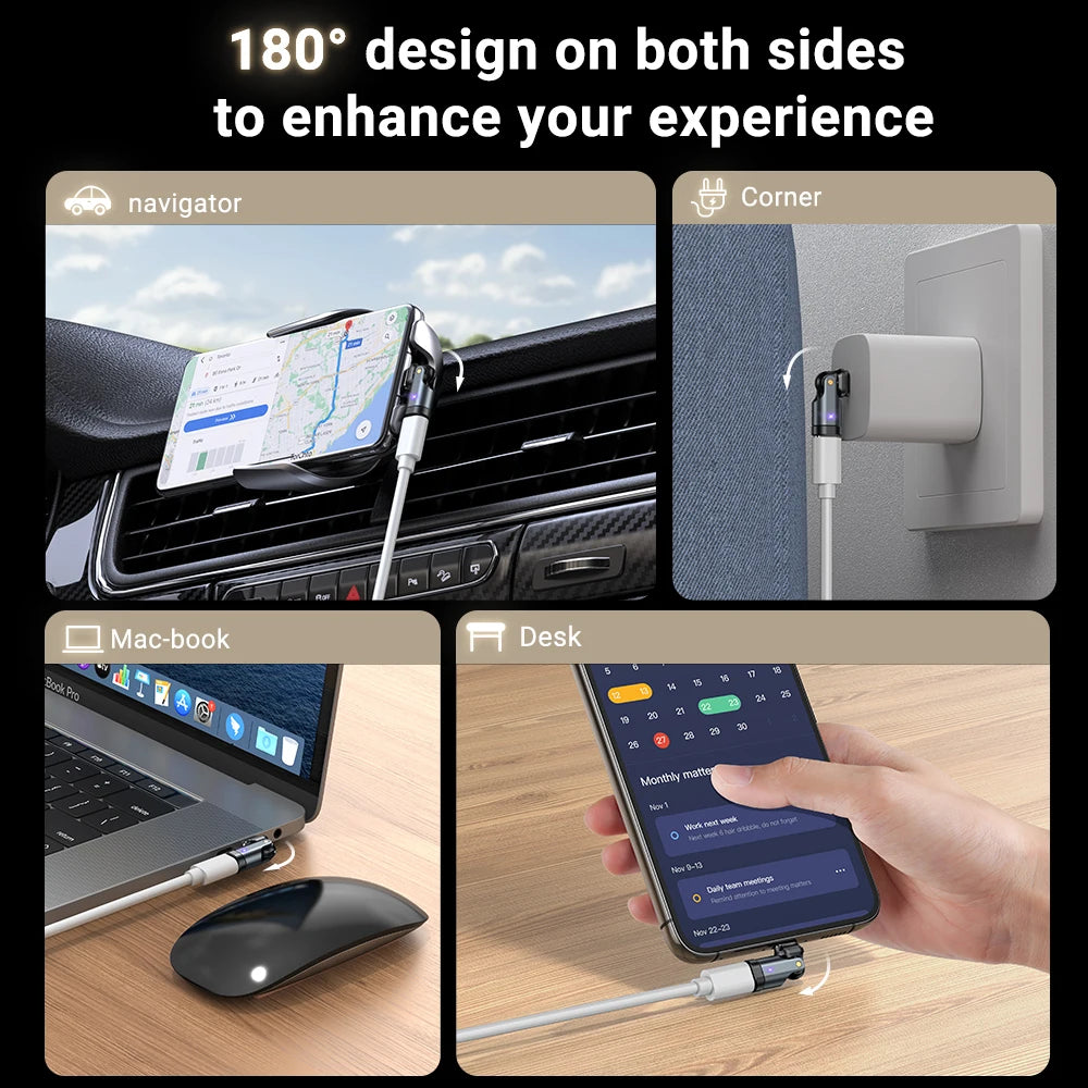 AUFU 240W OTG Type C Adapter USB Type C Male to Type C Female - 180° degree rotation