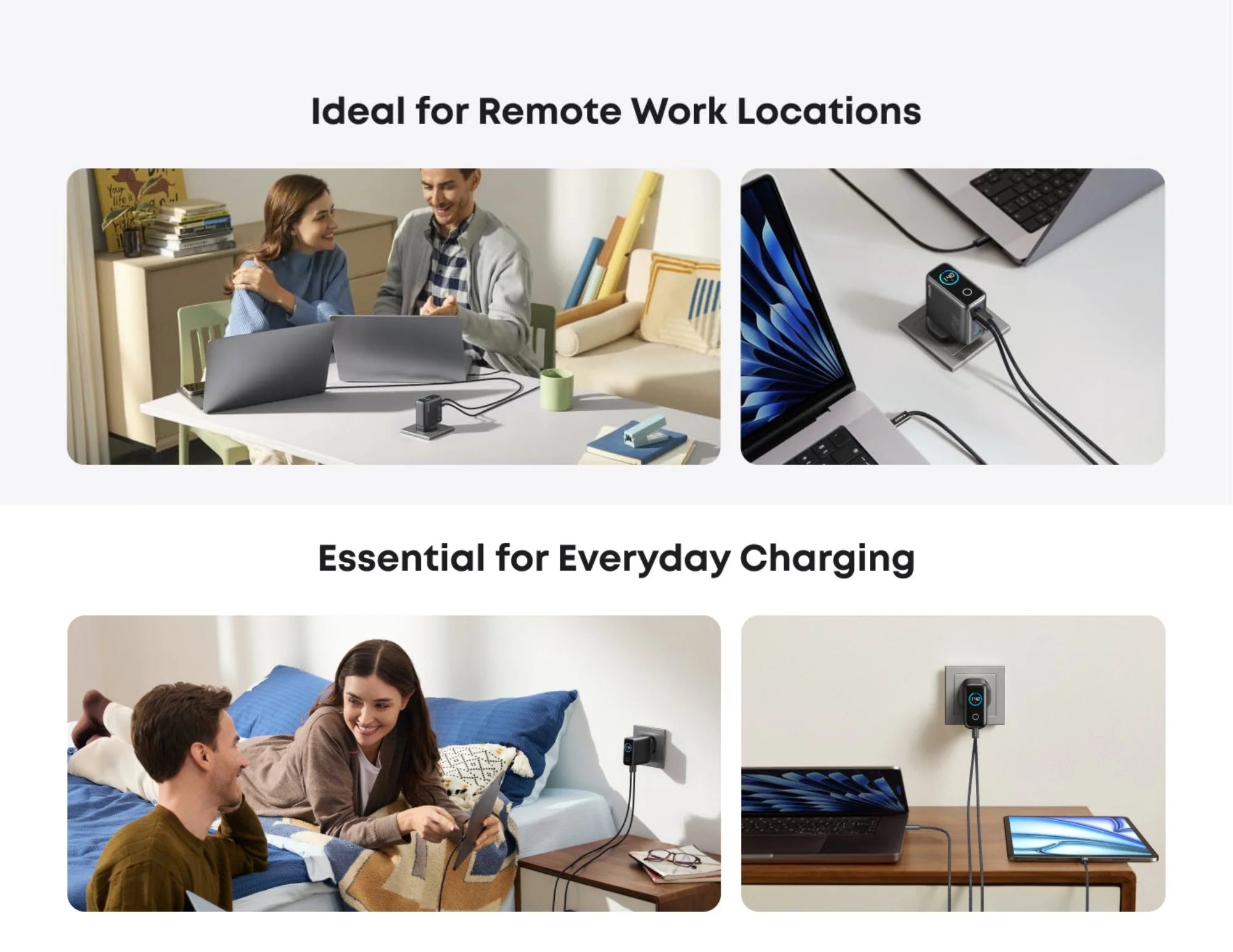 Anker 140W 4-Port GaN Laptop Charger with USB-C Cable and Smart Display (B2697KZ1)