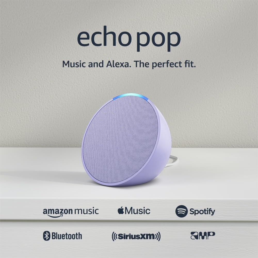 Echo Pop Full sound compact smart speaker with Alexa Charcoal (New)