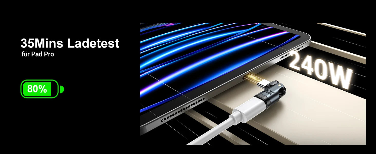 AUFU 240W OTG Type C Adapter USB Type C Male to Type C Female - 180° degree rotation