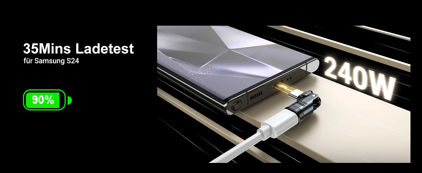 AUFU 240W OTG Type C Adapter USB Type C Male to Type C Female - 180° degree rotation