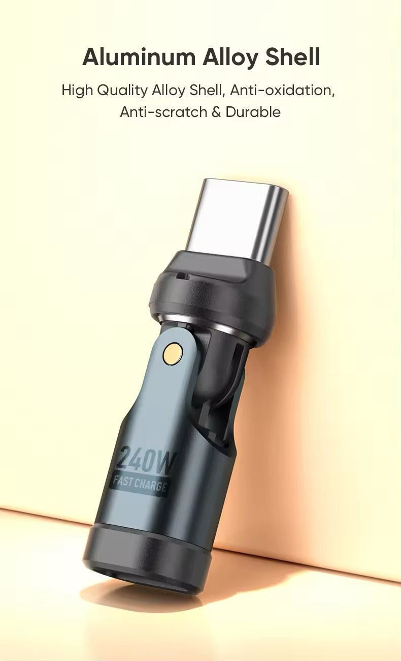 AUFU 240W OTG Type C Adapter USB Type C Male to Type C Female - 540° degree rotation