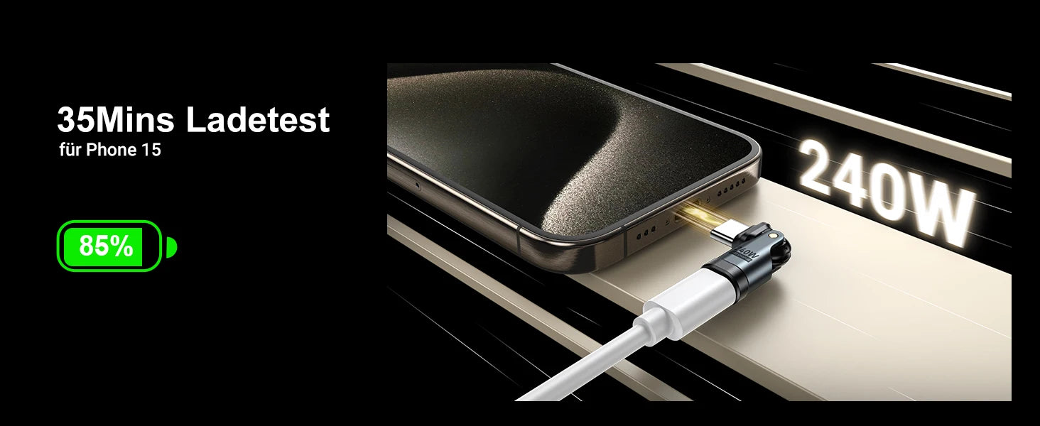 AUFU 240W OTG Type C Adapter USB Type C Male to Type C Female - 180° degree rotation