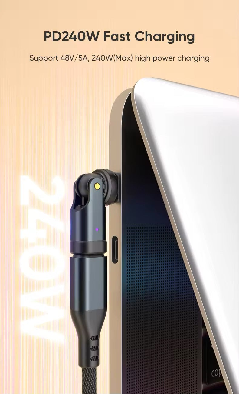 AUFU 240W OTG Type C Adapter USB Type C Male to Type C Female - 540° degree rotation