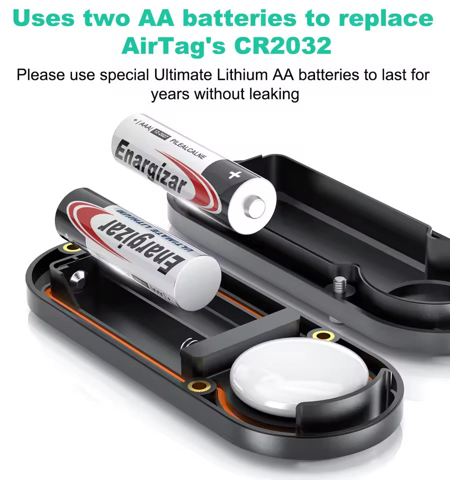Waterproof Magnetic Apple Airtag 10-Year Life Extended Case ,uses Aa Batteries , for Airtag Cr 2032 Battery Replacement Battery Case