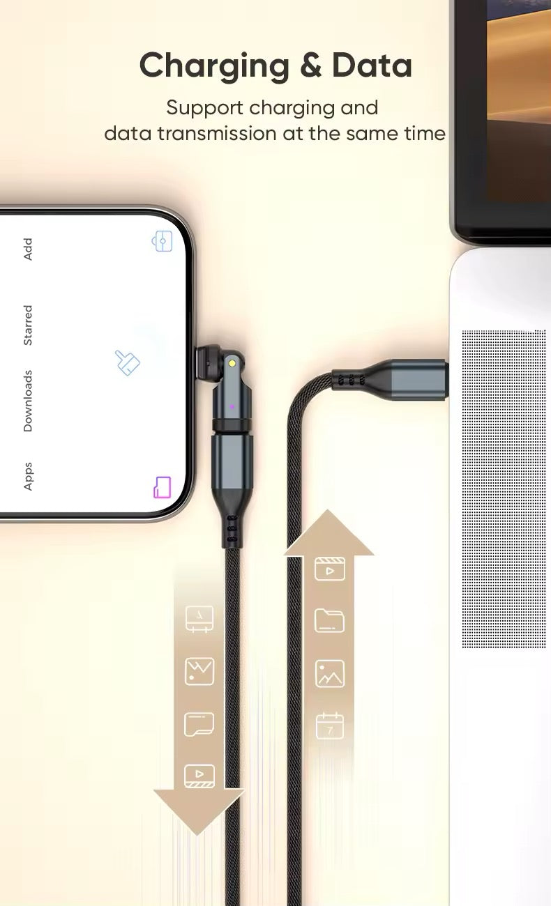 AUFU 240W OTG Type C Adapter USB Type C Male to Type C Female - 540° degree rotation