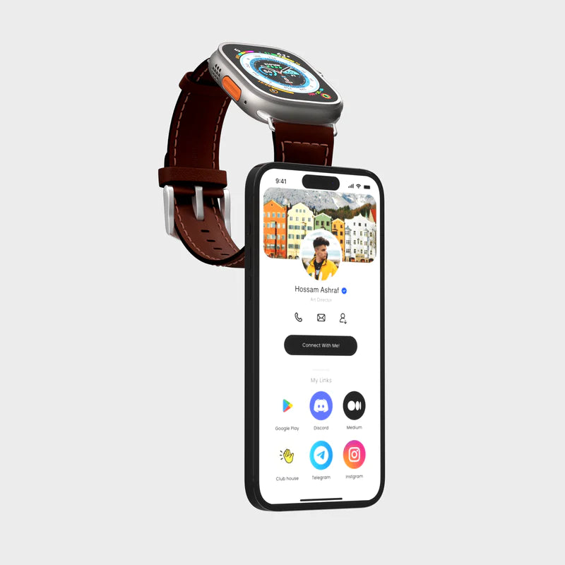 tap. GoWrist™ - Your On-The-Go Digital Business Card - Compatible with Apple Watch 42/44/45/49 mm