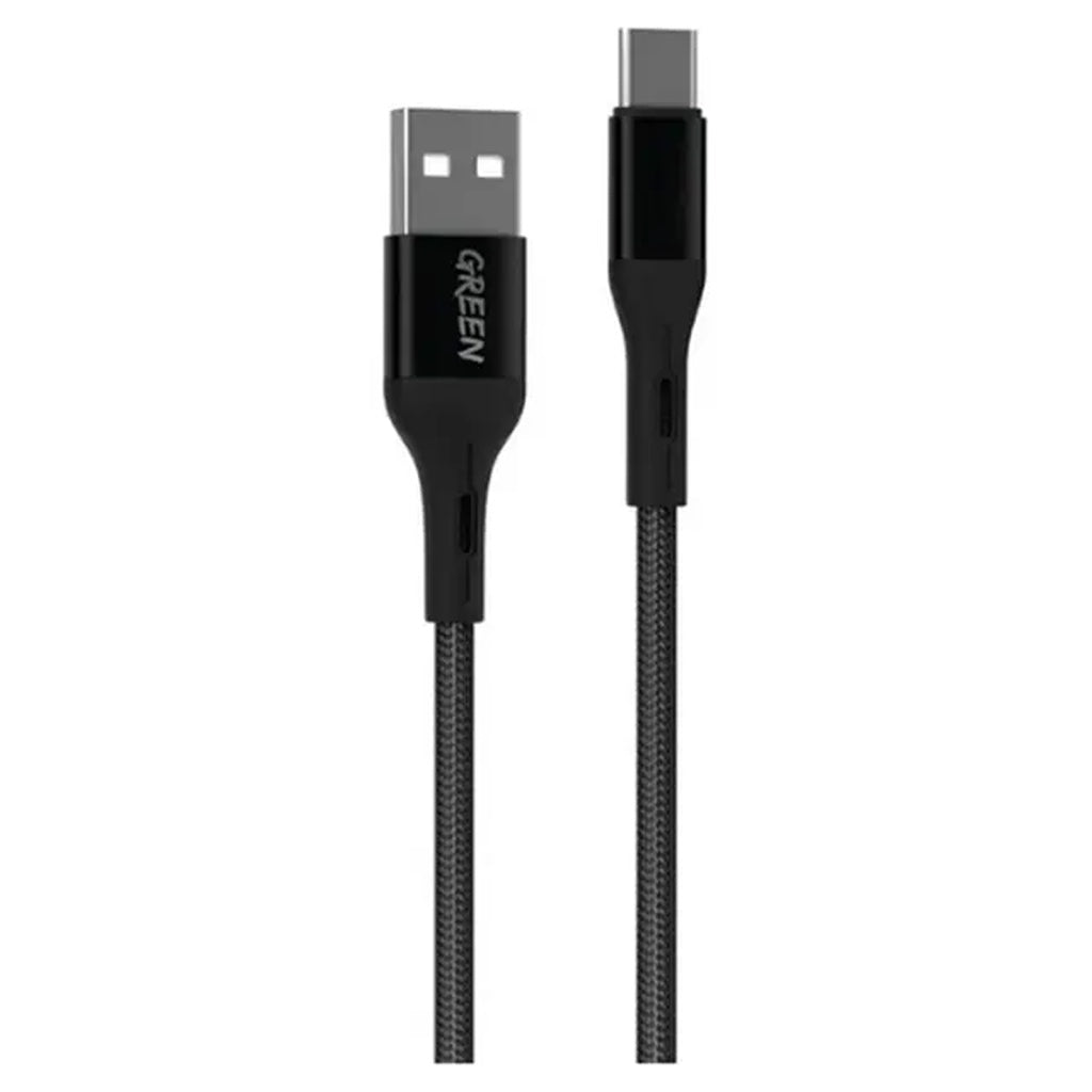 Green Lion USB-A to Type-C Braided Cable 3M - Black