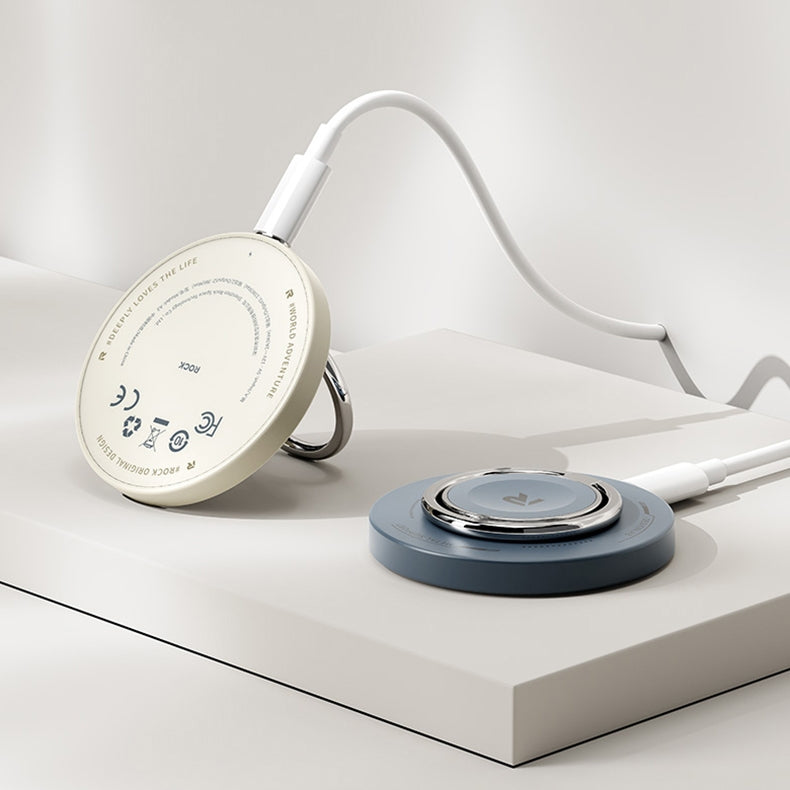 ROCK  3 in 1  (Magsafe)  Magnetic Wireless Charger with Ring Holder 15W Mini Fast Charging Pad For AirPods iWatch