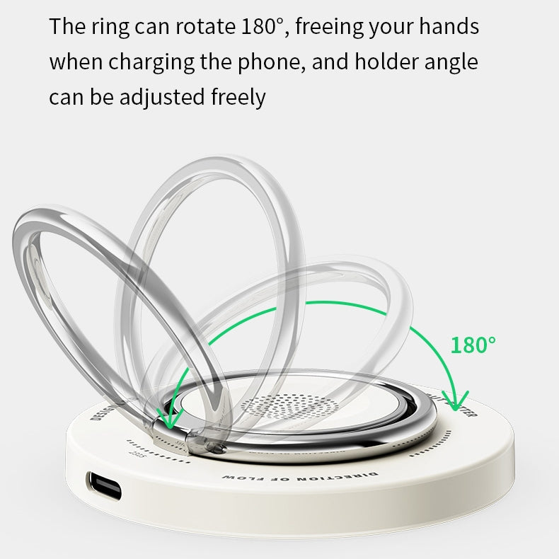 ROCK  3 in 1  (Magsafe)  Magnetic Wireless Charger with Ring Holder 15W Mini Fast Charging Pad For AirPods iWatch