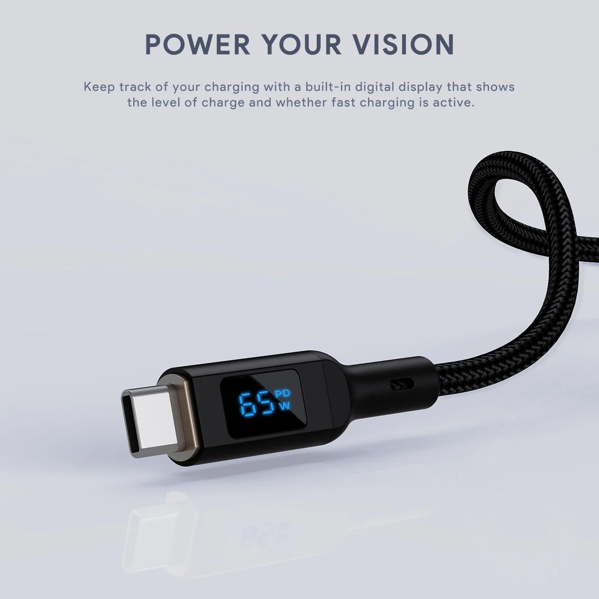 AukeyCB-MCC102 Circlet Blink 100W Nylon Braided USB C to C Cable with LCD Display