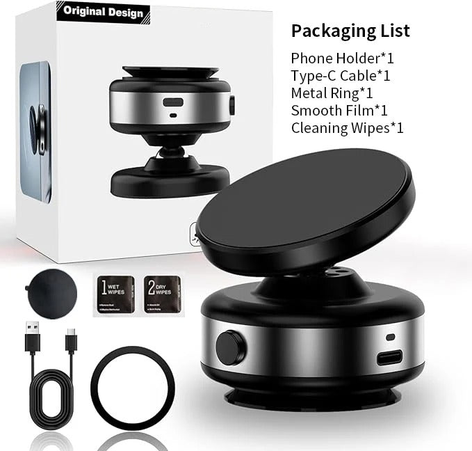 Electric Vacuum Magnetic Car Mount Stand for Cell Phone 360° Rotation