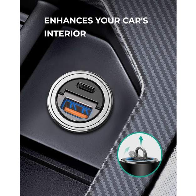 Aukey Car Charger 30W Ultra Small 2-Port (A+C Port) Black Cc-A3