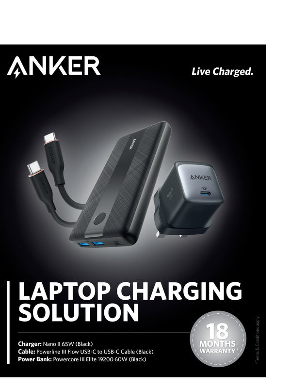 Anker Special Bundle - POWERCORE III ELITE 19200 60WBLACK + NANO II 65W BLACK + POWERLINE III FLOW USB-C TO USB-C CABLE BLACK