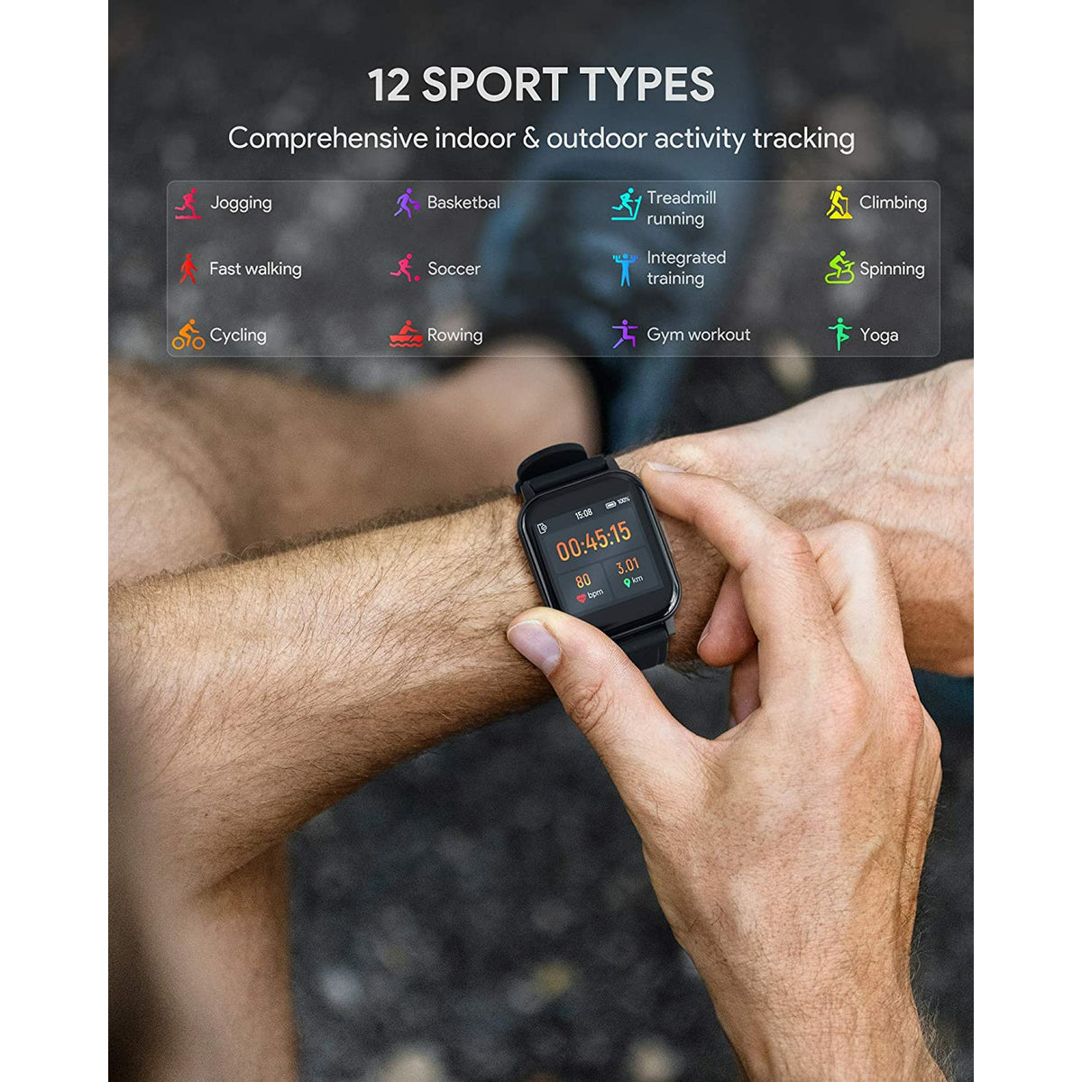 AUKEY Smartwatch Fitness Tracker 12 Activity Modes IPX6 Waterproof ( AUKEY LS02 ) New