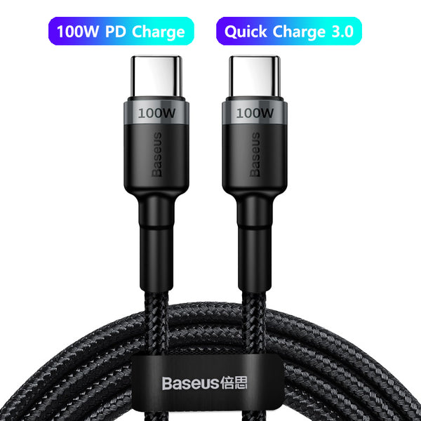 Baseus 100W USB C To USB Type C Cable USBC PD Fast Charging Charger Cord USB-C 5A Type C Cable 2M For Macbook and all new PC