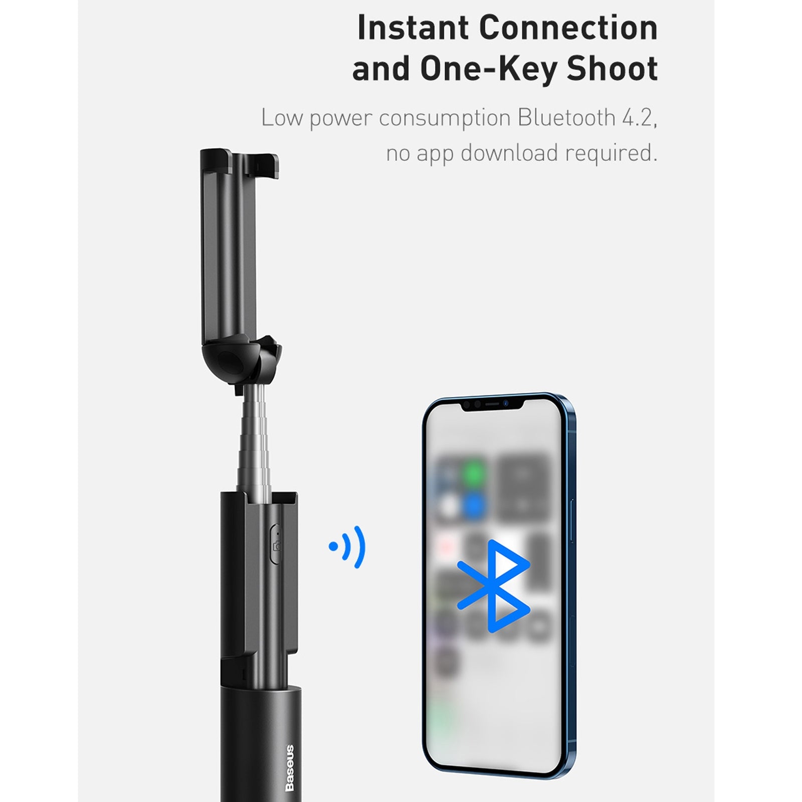 Baseus Mini Bluetooth Folding Selfie Stick Self Timer Rod Black
