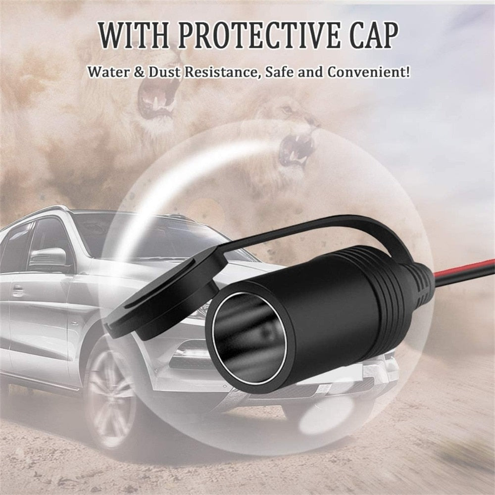 Car Socket Extension Cord Battery Clamp to Lighter Socket