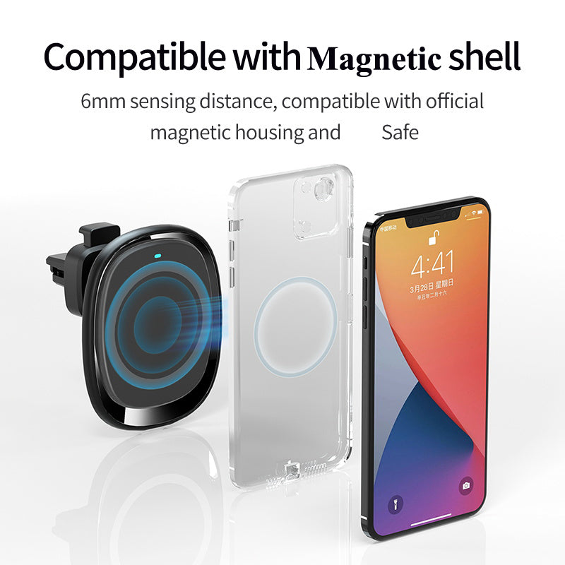 Magnetic Wireless Car Charger 15W Qi Car Charger Fast Wireless Car Holder Mount, Compatible for iPhone 13 12 Mini 12 Pro Max