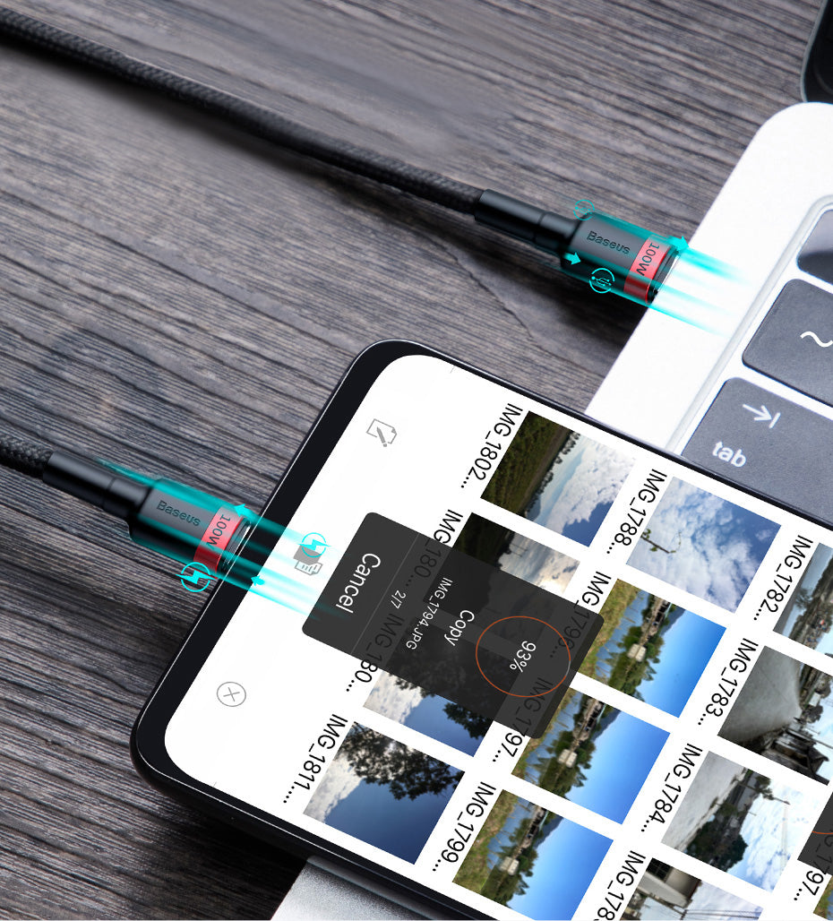 Baseus 100W USB C To USB Type C Cable USBC PD Fast Charging Charger Cord USB-C 5A Type C Cable 2M For Macbook and all new PC