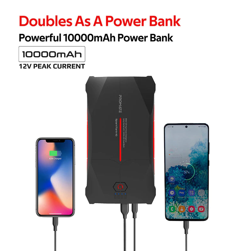 PROMATE SparkTank-10  800A-12V High Power Emergency Jump Starter with 10000mAh Power Bank (Sale)