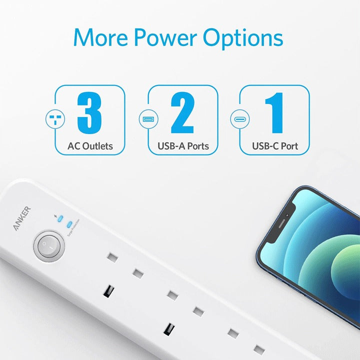 Anker Power Extend USB-C 3 Strip - White