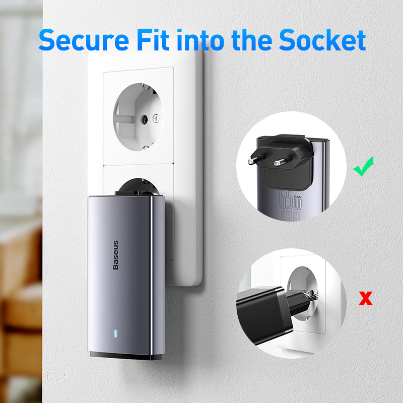 Baseus 65W GaN5 Charger Quick Charge  Portable Travel Charger Fast Charging For Laptop iPhone 14 13 & More