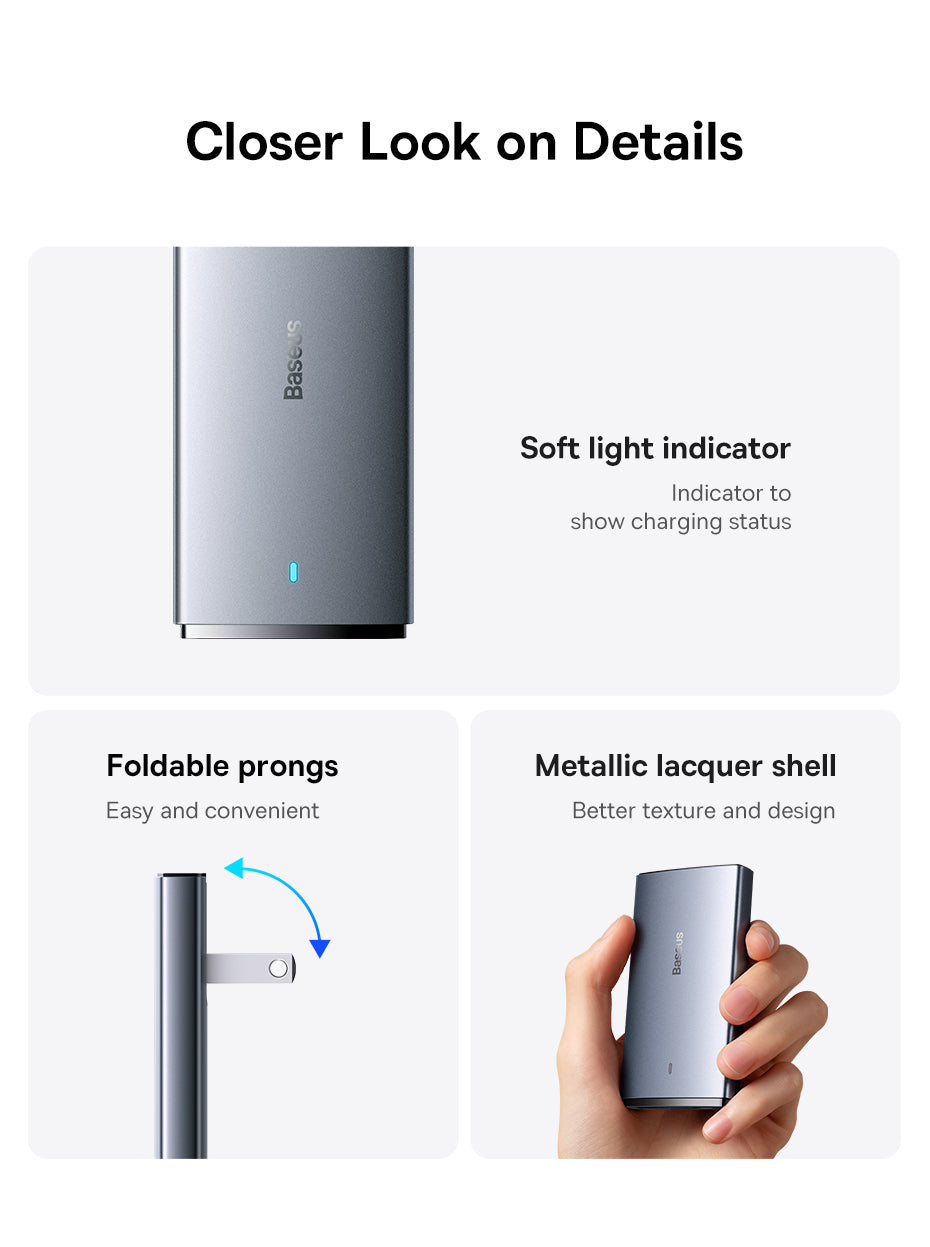 Baseus 65W GaN5 Charger Quick Charge  Portable Travel Charger Fast Charging For Laptop iPhone 14 13 & More