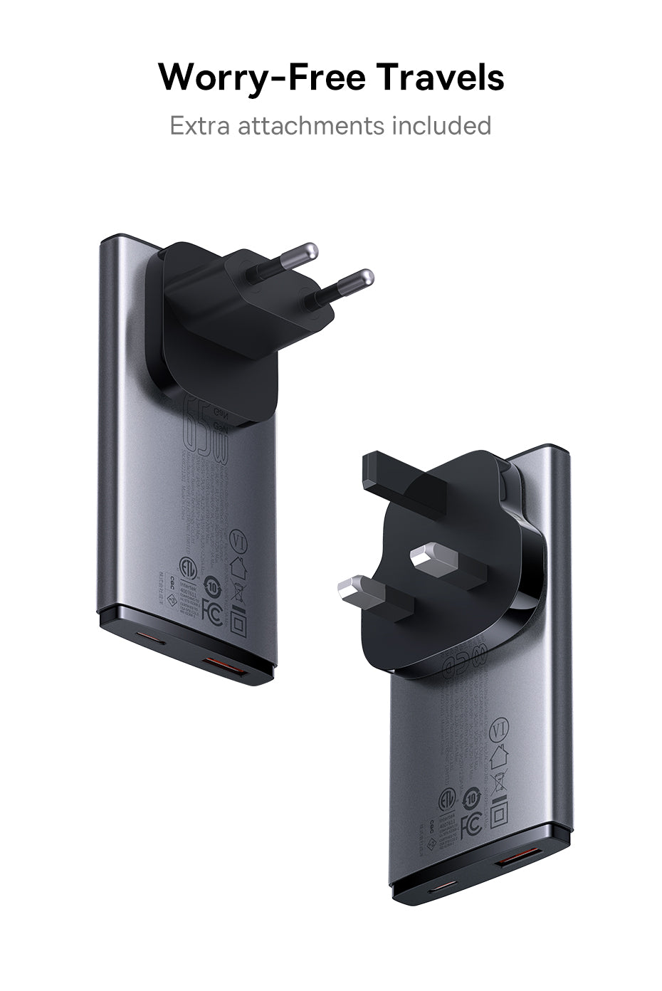 Baseus 65W GaN5 Charger Quick Charge  Portable Travel Charger Fast Charging For Laptop iPhone 14 13 & More