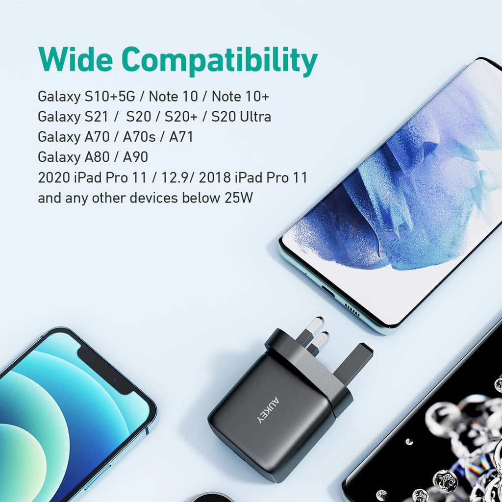 Aukey PA-R1A 25W Power Delivery Minima Nano Wall Charger With USB-C to USB-C Cable